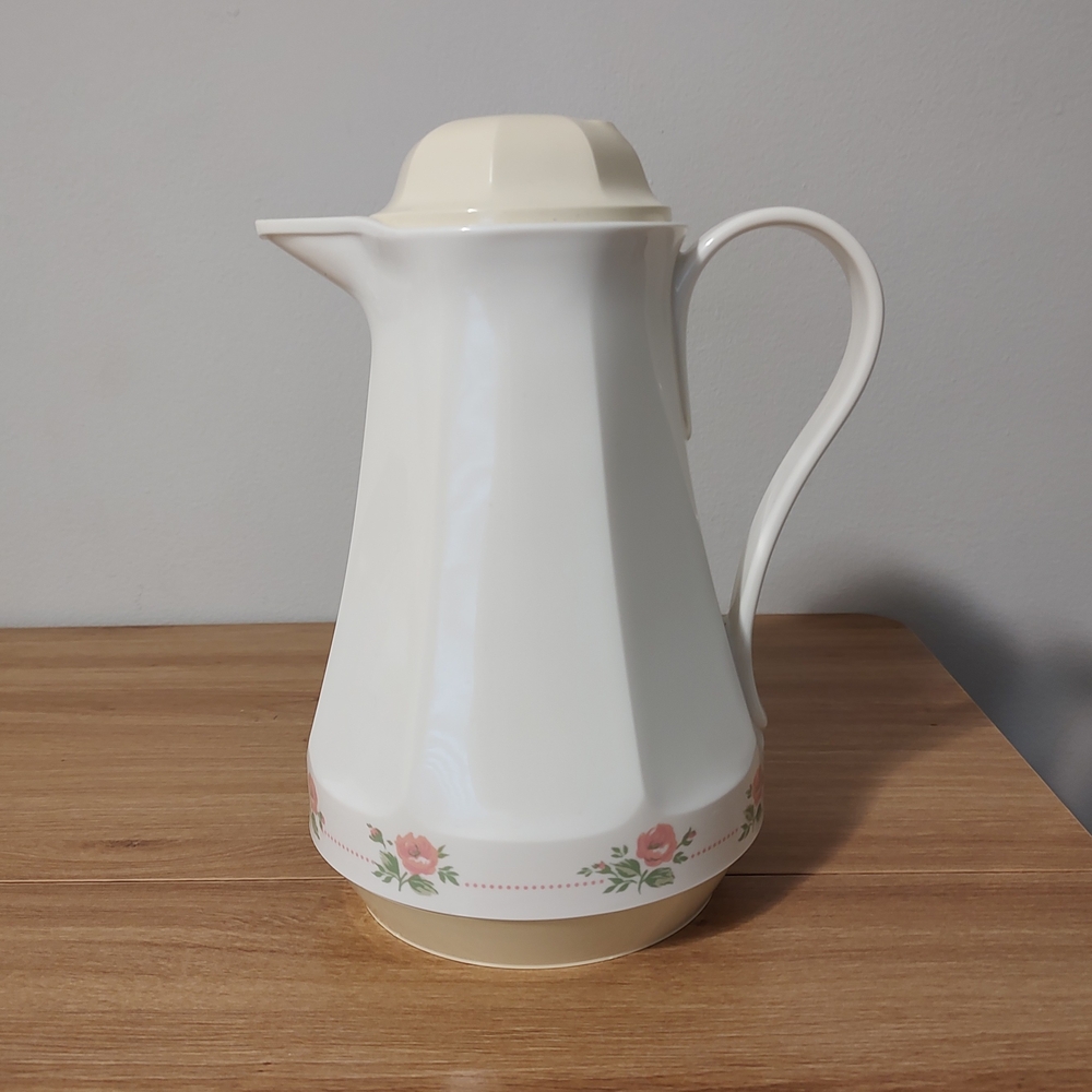 Elegant Cream and White Floral Pitcher